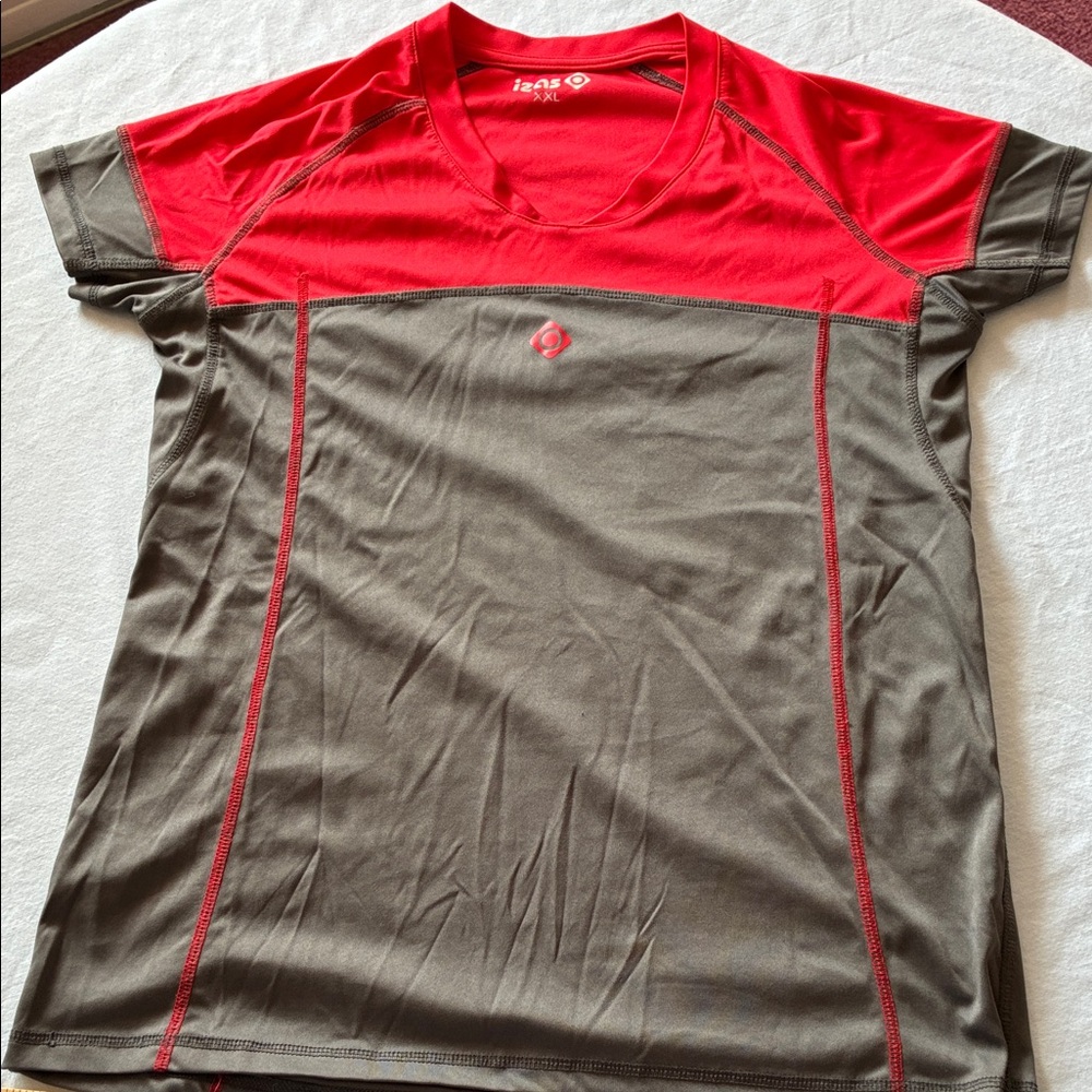 Kids Short Sleeve Performance Tee in Red and Grey